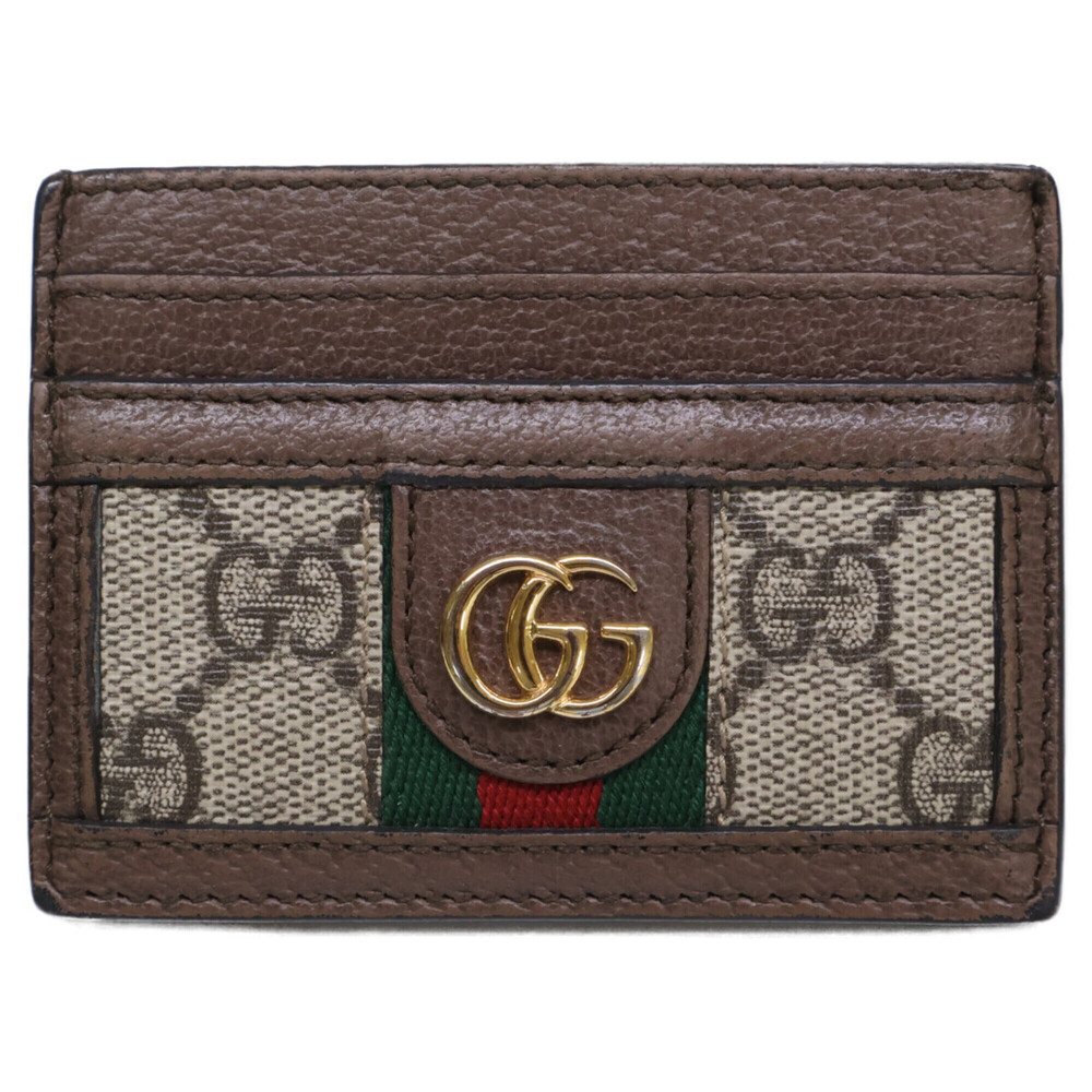 GUCCI 523159 Ophidia GG Supreme Business Card Holder/Card Case, Brown, Women's